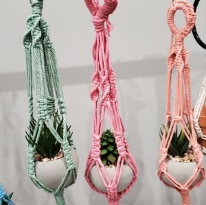 Hand made macrame mini plants with hanger
